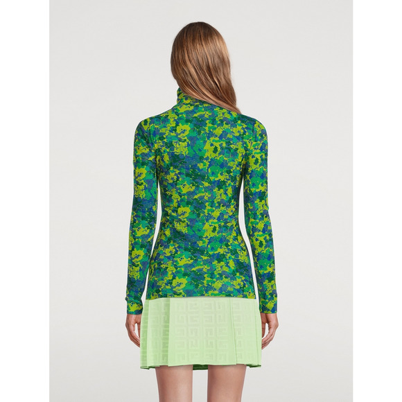 Ganni Painterly Print Turtleneck Top Mesh Blouse Womens XL Artsy Bold Retro - Picture 3 of 8